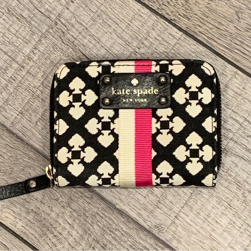 Kate Spade Four Spades Geo Color Block Small Zip Around Wallet